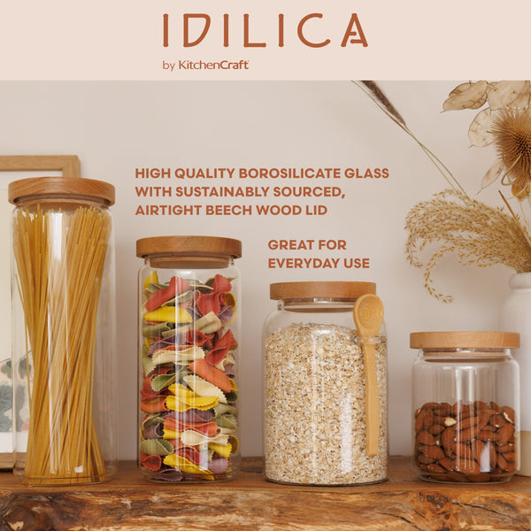 KitchenCraft Idilica Glass Storage Jar with Beechwood Lid, 1000ml image 11