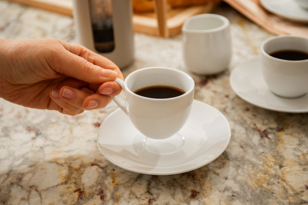 Mikasa Chalk Set of 2 Porcelain Espresso Cups and Saucers, 90ml, White