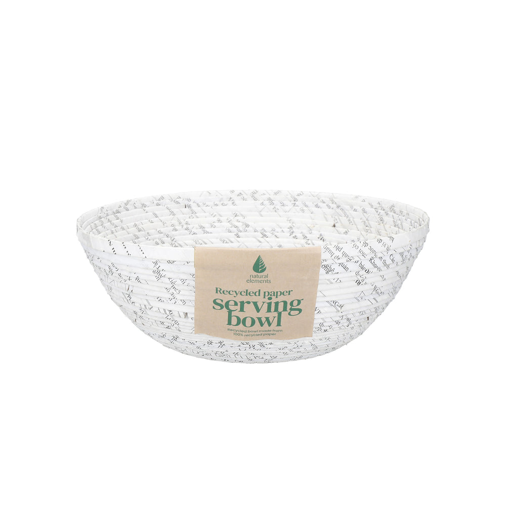 Natural Elements Fruit Bowl, Recycled Paper, Strong, Biodegradable and Reusable, 25cm