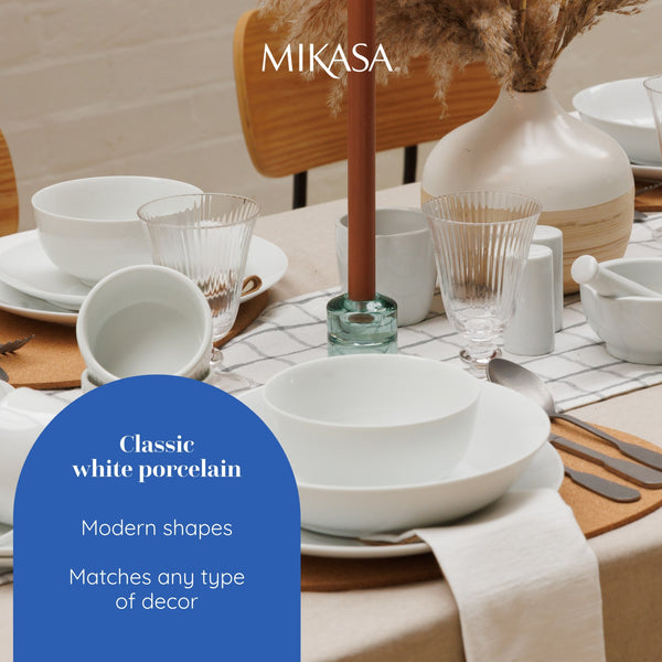 Mikasa Chalk 12-Piece Porcelain Dinner Set, White image 10