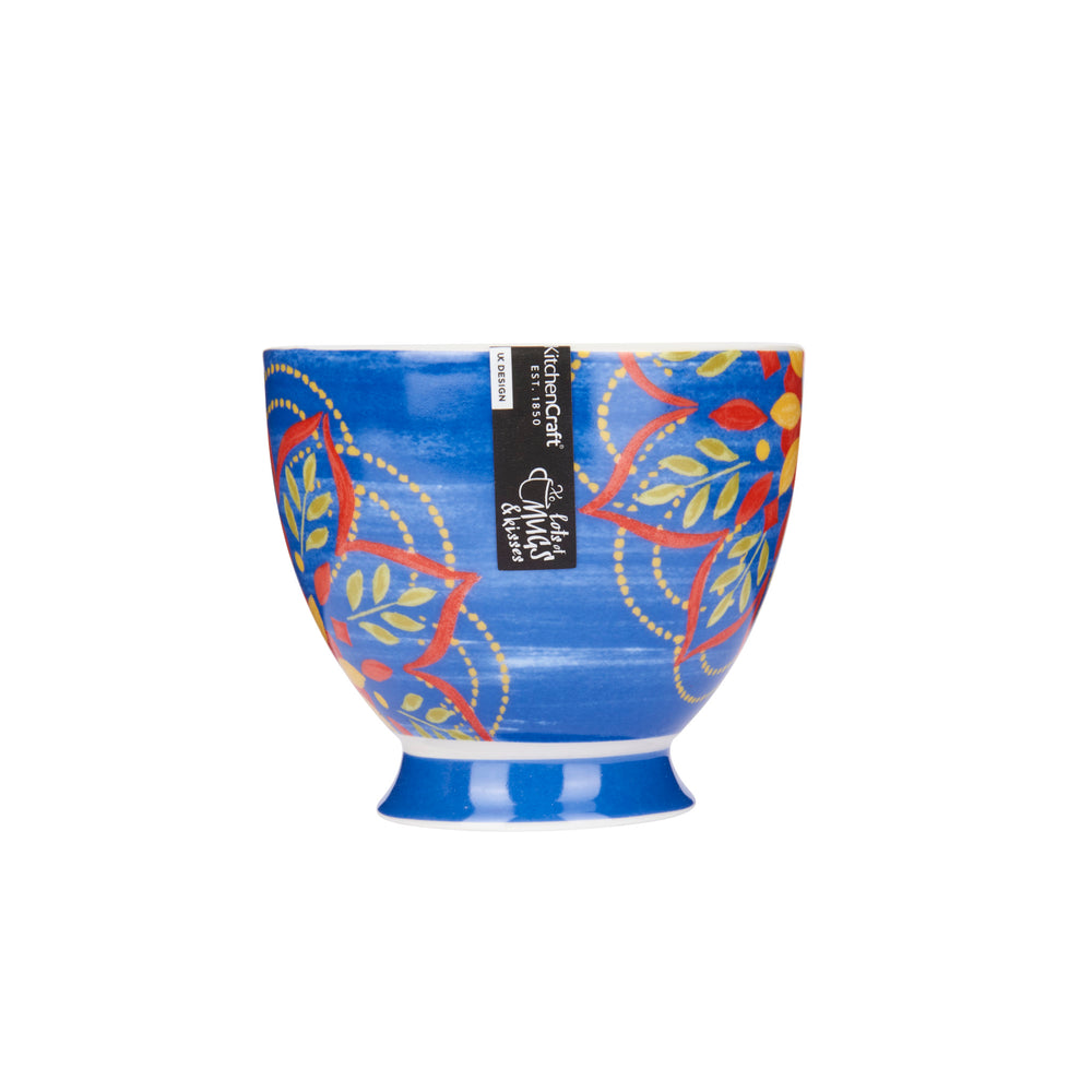 Set of 4 KitchenCraft China Moroccan Blue Footed Mugs