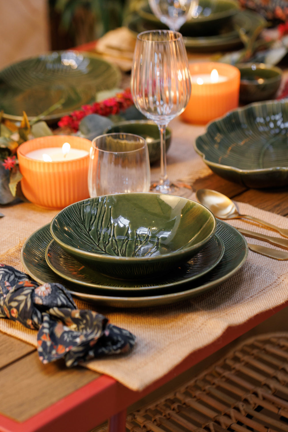 Mikasa Jardin Stoneware Pasta Bowls, Set of 4, 20cm, Green