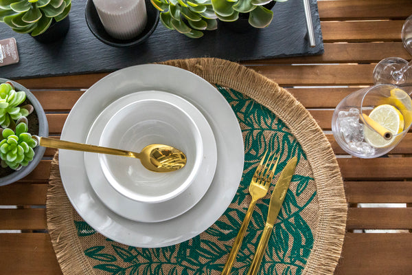 Creative Tops Round Hessian Placemats, Set of 4, Green Leaf Design, 43cm image 7