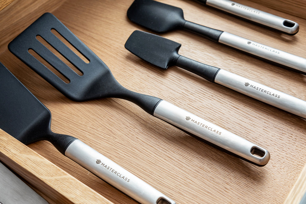 MasterClass Soft Grip Stainless Steel Slotted Turner - 34 cm