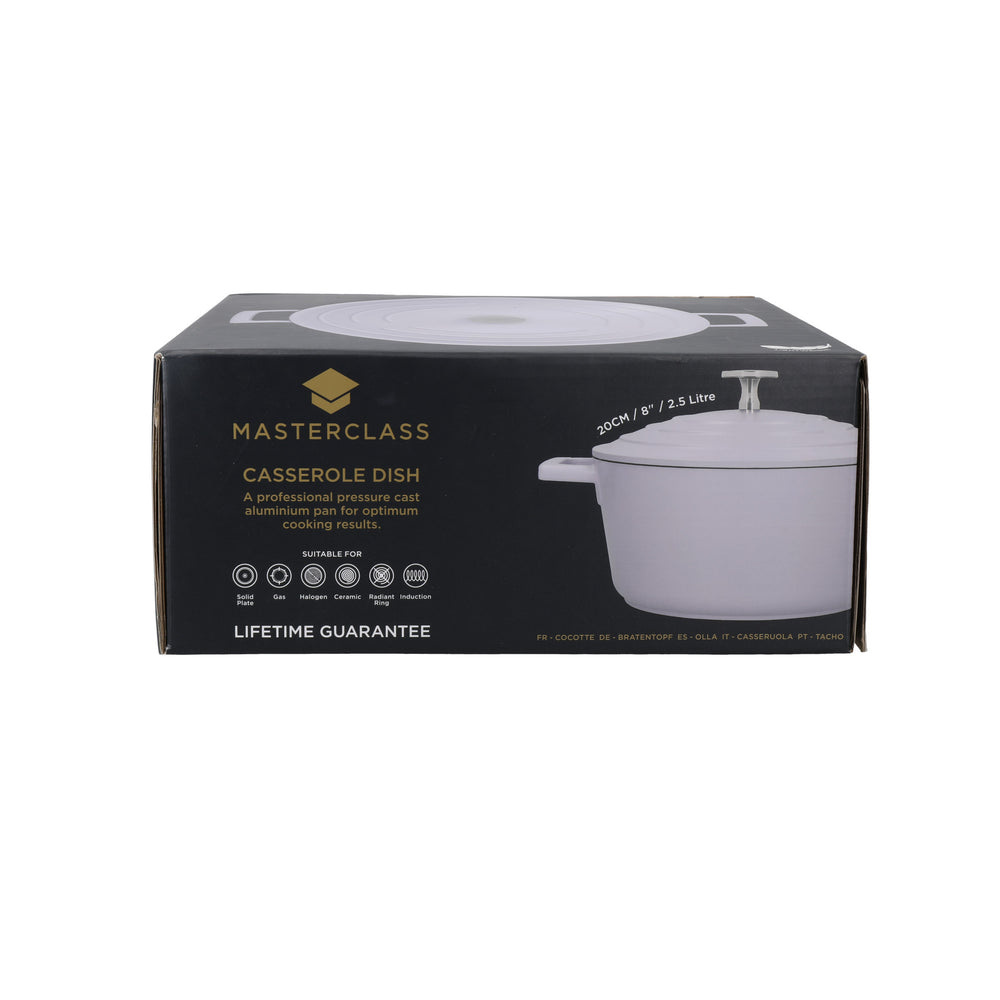 MasterClass Lavender Cast Aluminium Casserole Dish with Lid, 2.5L