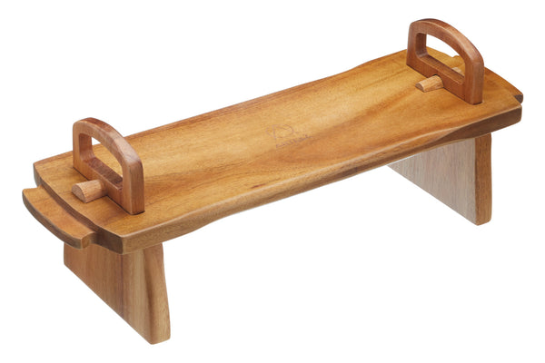 2pc Wooden Serveware Set with Bamboo Serving Bowl and Large Acacia Wood Antipasto Platform Platter image 3