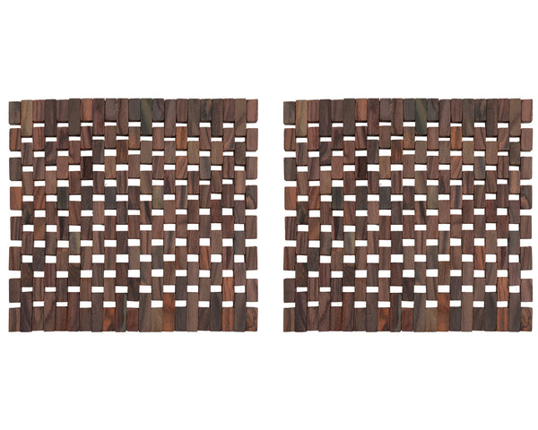 Dark Slatted Wood 8pc Table Set with 4x Placemats and 4x Coasters image 3