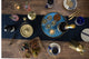 BarCraft Stainless Steel Blue and Brass Finish Serving Tray