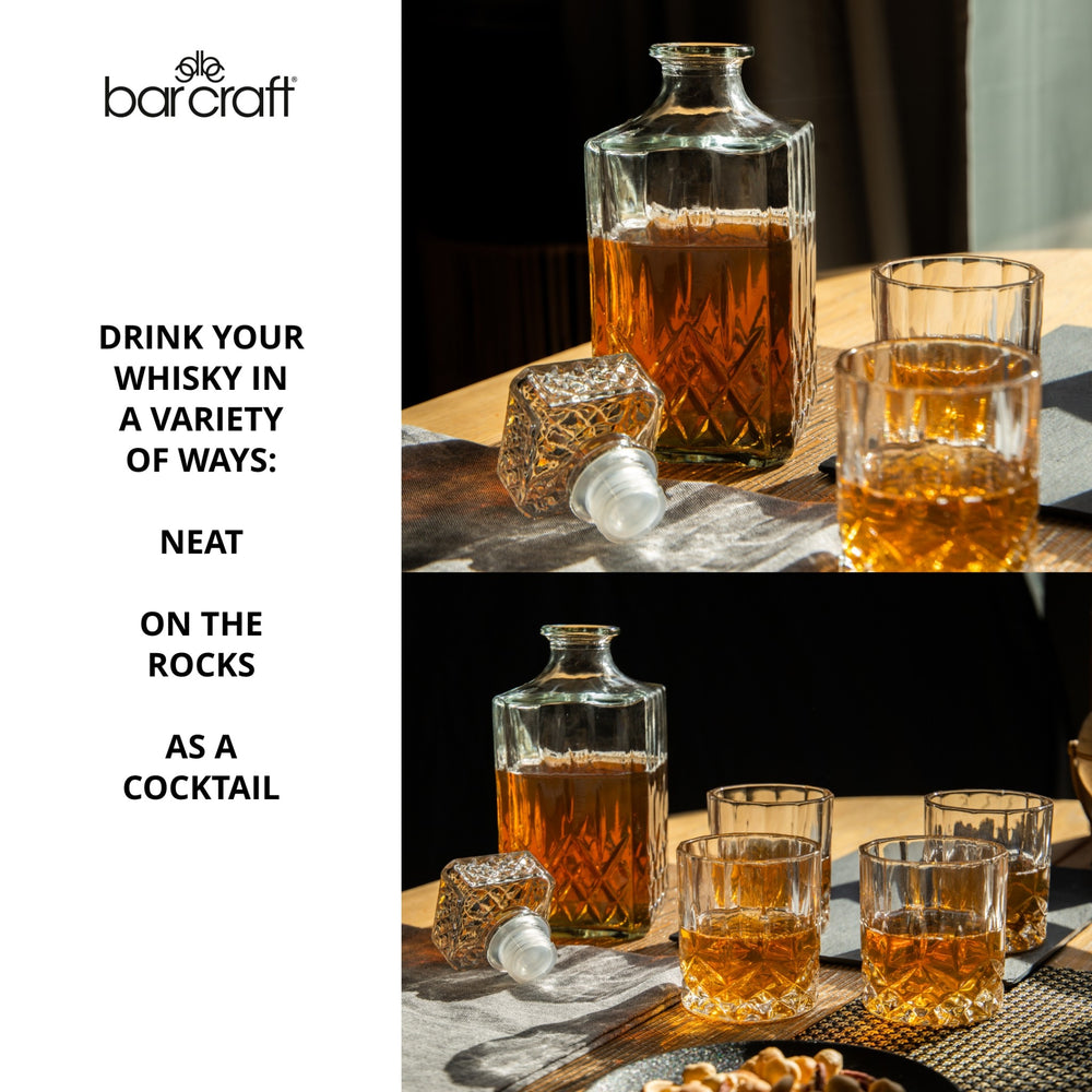 BarCraft Cut Glass Decanter Set