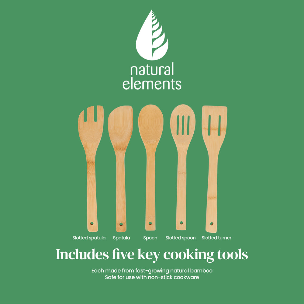 Natural Elements Eco-Friendly 5-Piece Bamboo Kitchen Utensil Set