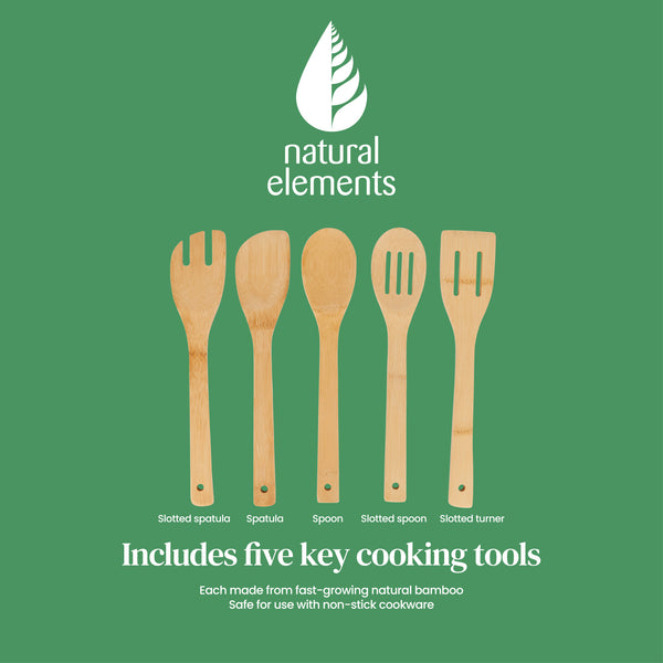 Natural Elements Eco-Friendly 5-Piece Bamboo Kitchen Utensil Set image 8