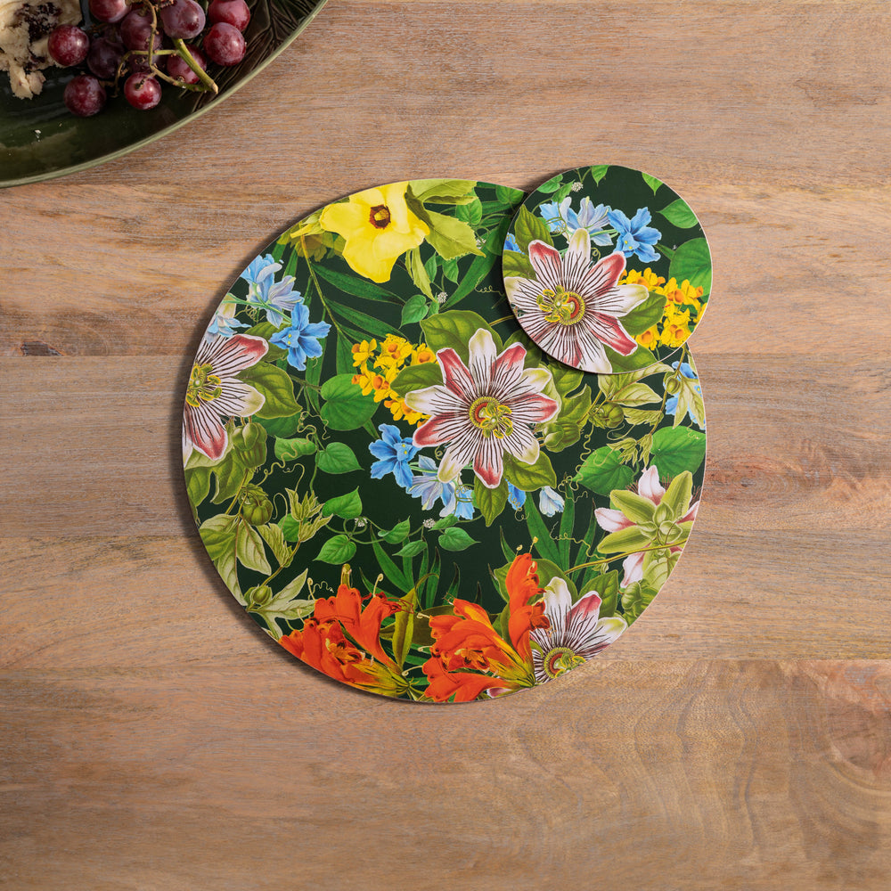 Creative Tops Tropical Floral Set Of 4 Round Placemats, 29 x 29CM