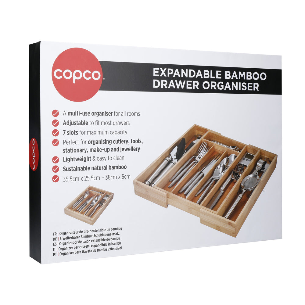 Copco Bamboo Expandable Cutlery Tray Organiser