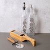 4pc Italian Cooking Set with Bamboo Grater and Holder, Glass Oil & Vinegar Bottles and Steel Pizza Cutter