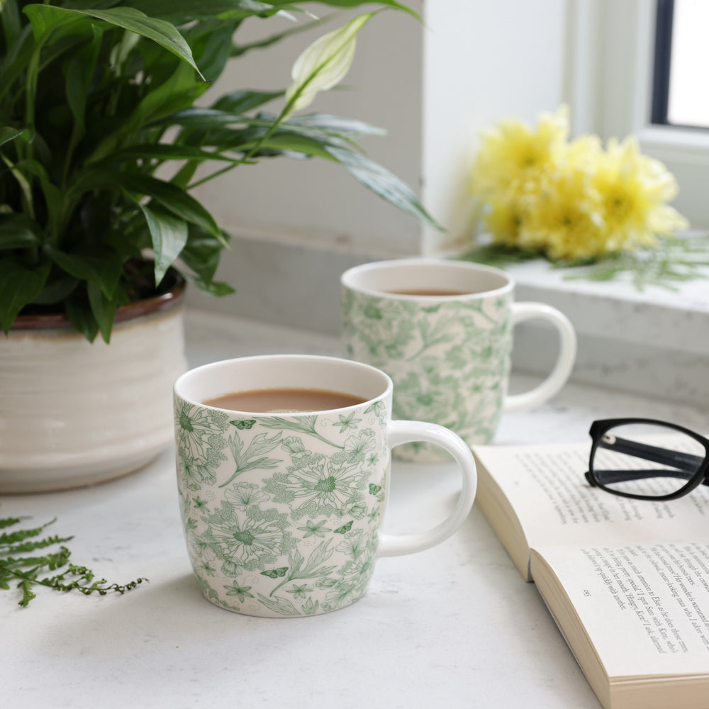 KitchenCraft Set of Four China Botanical Leaf Mugs