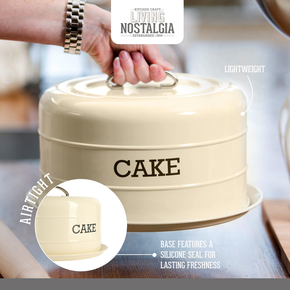 Living Nostalgia Antique Cream Domed Cake Tin