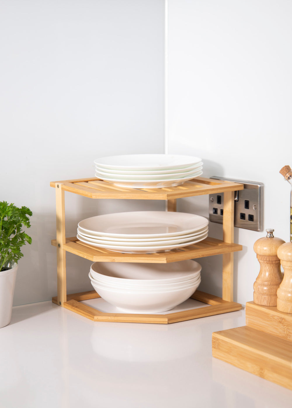 Copco Bamboo 3-Tier Kitchen Corner Storage Shelf