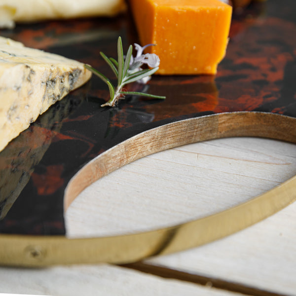 Artesà Mango Wood Round Serving Platter with Tortoiseshell Resin Finish image 4
