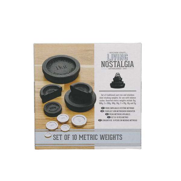 Living Nostalgia 10 Piece Traditional Cast Iron Metric Weight Set image 4