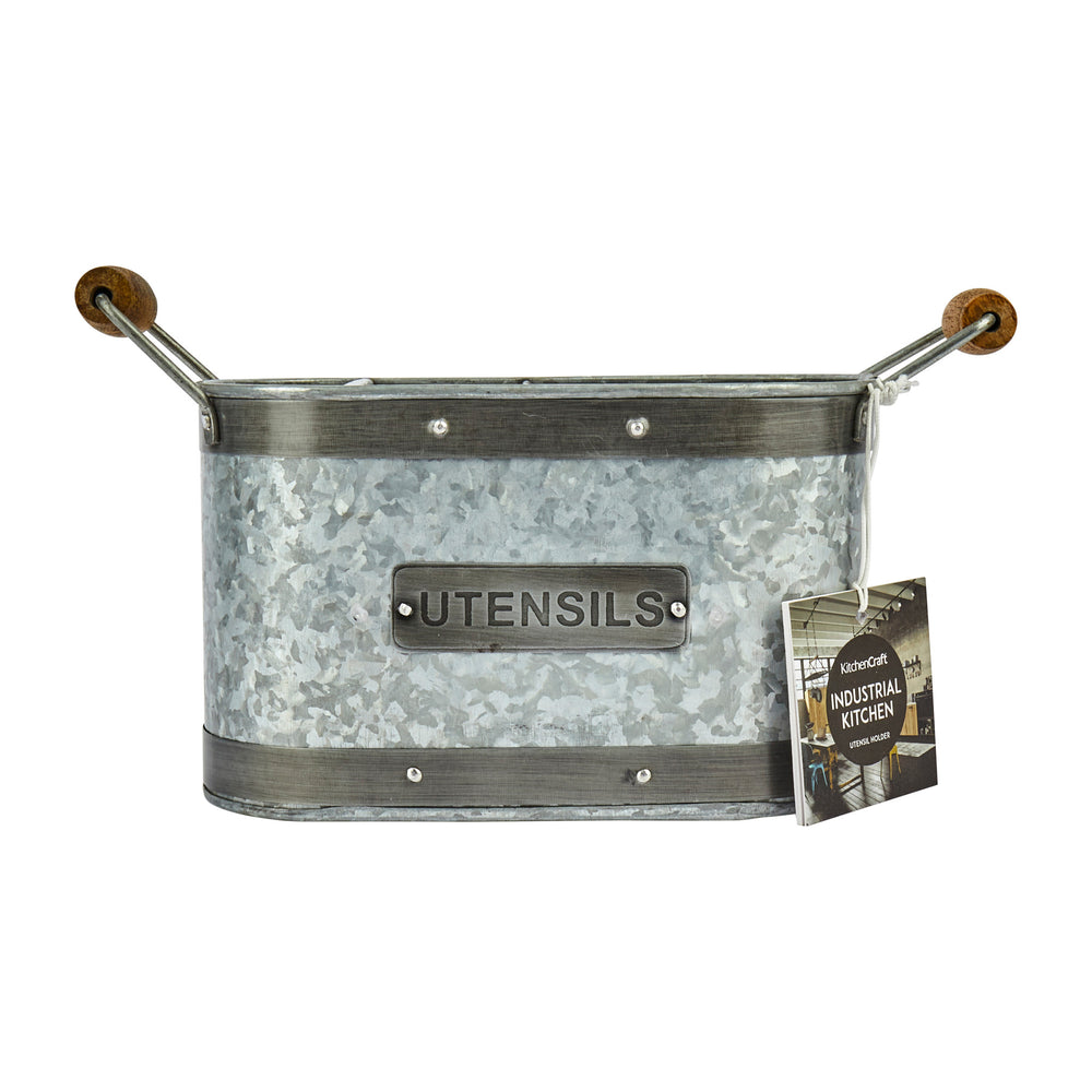 Industrial Kitchen Galvanised Steel Utensil Caddy
