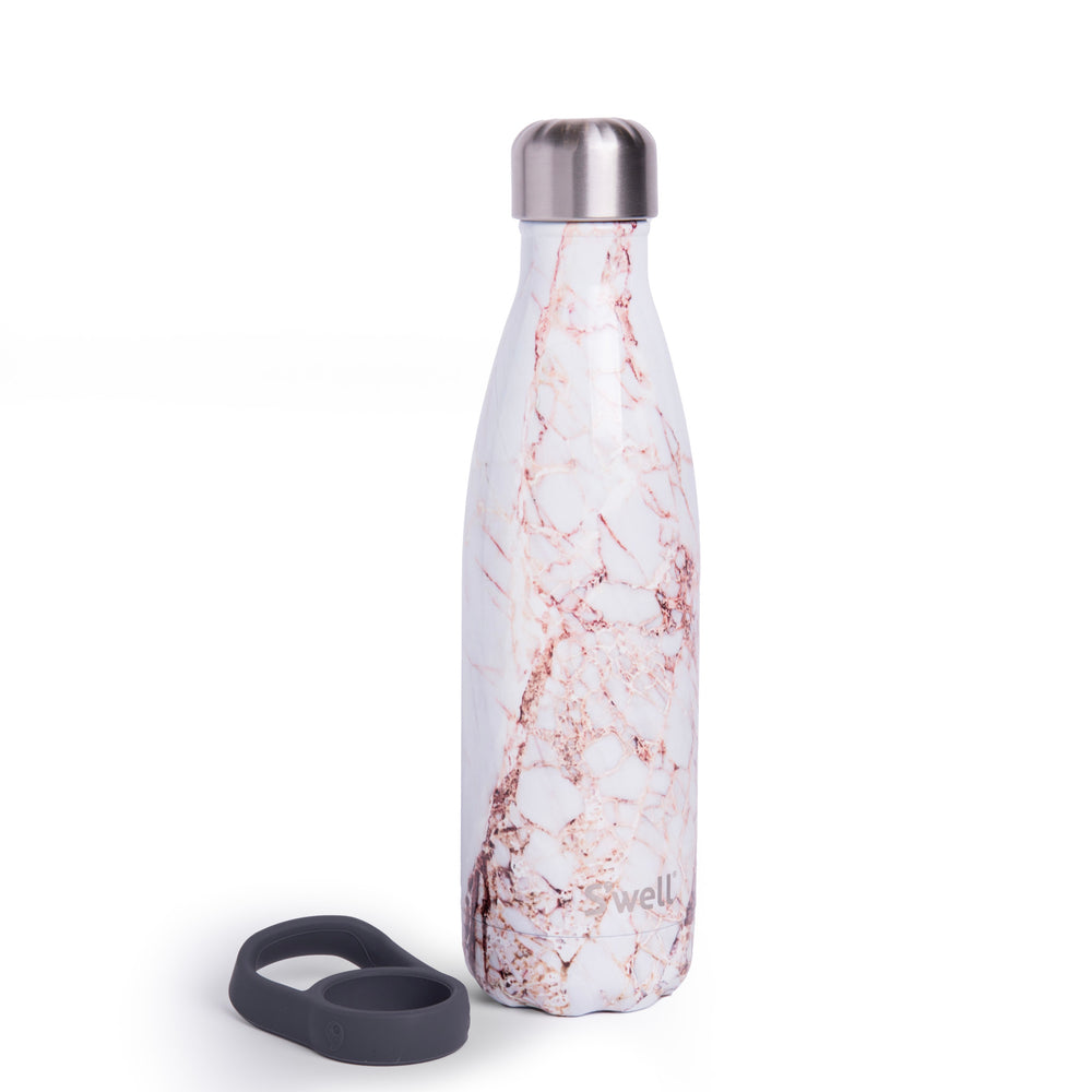 S'well 2pc Travel Bottle Set with Stainless Steel Water Bottle, 500ml, Calacatta Gold and Grey Bottle Handle image 1