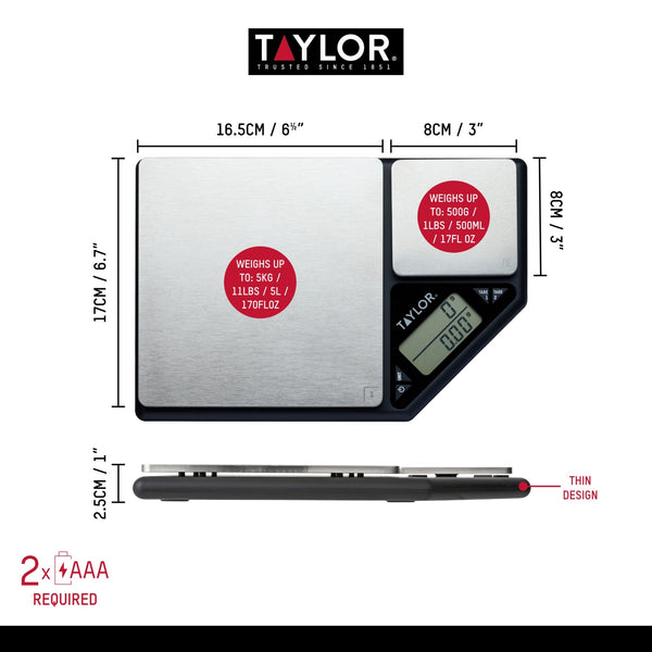 Taylor Pro Dual Platform Digital Dual 5Kg & 500g Kitchen Scale image 8