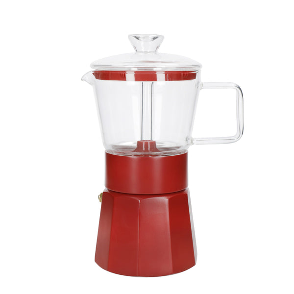 La Cafetière Verona Glass Espresso Maker - 6 Cup, Red image 2
