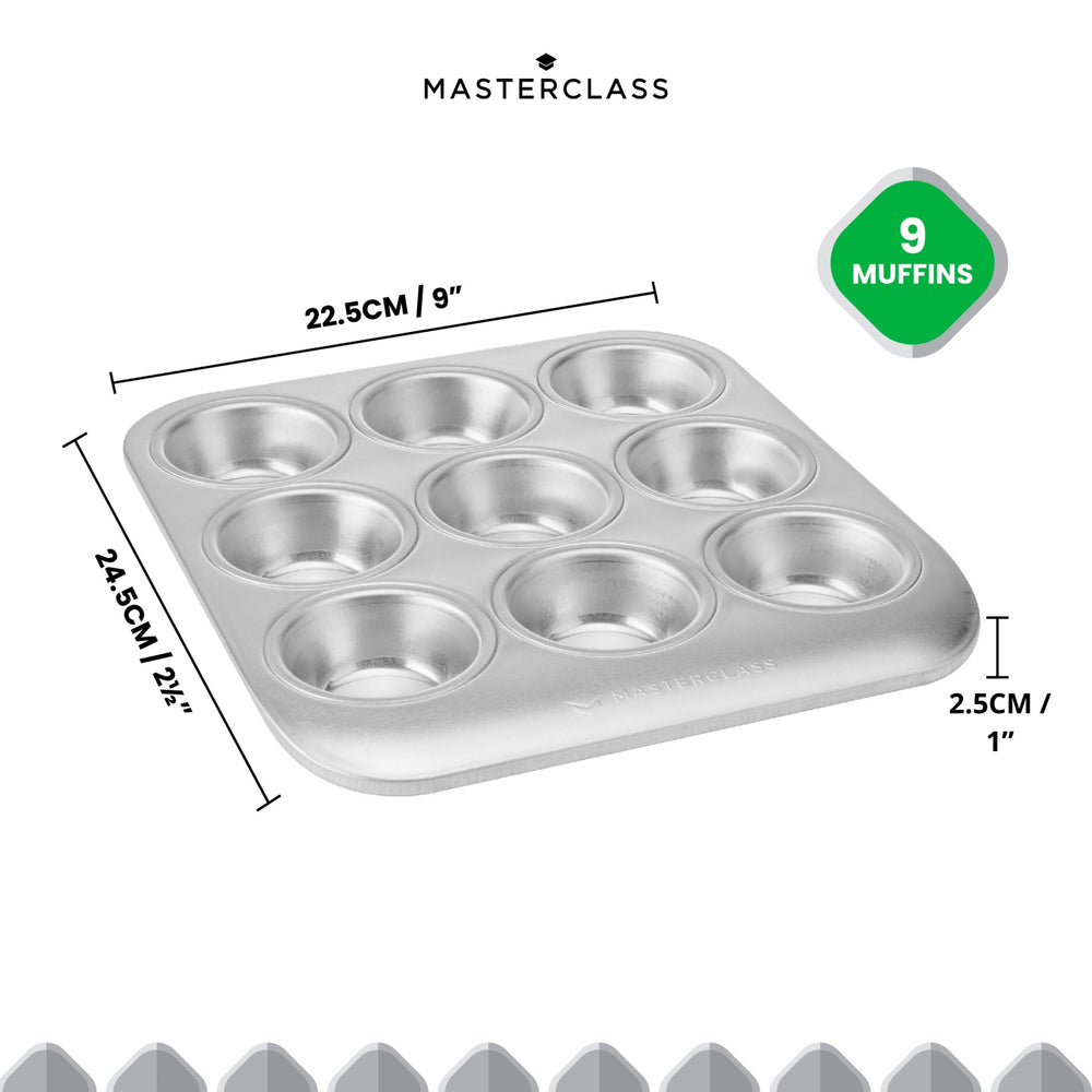 MasterClass Recycled Aluminum 9-Hole Muffin Tin, 24x22cm