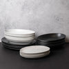 16pc Oval Dining Set with 4x Speckle 25cm Plates, 4x Black 35cm Plates, 4x Black 25cm Bowls and 4x Speckle 30cm Bowls - Caviar