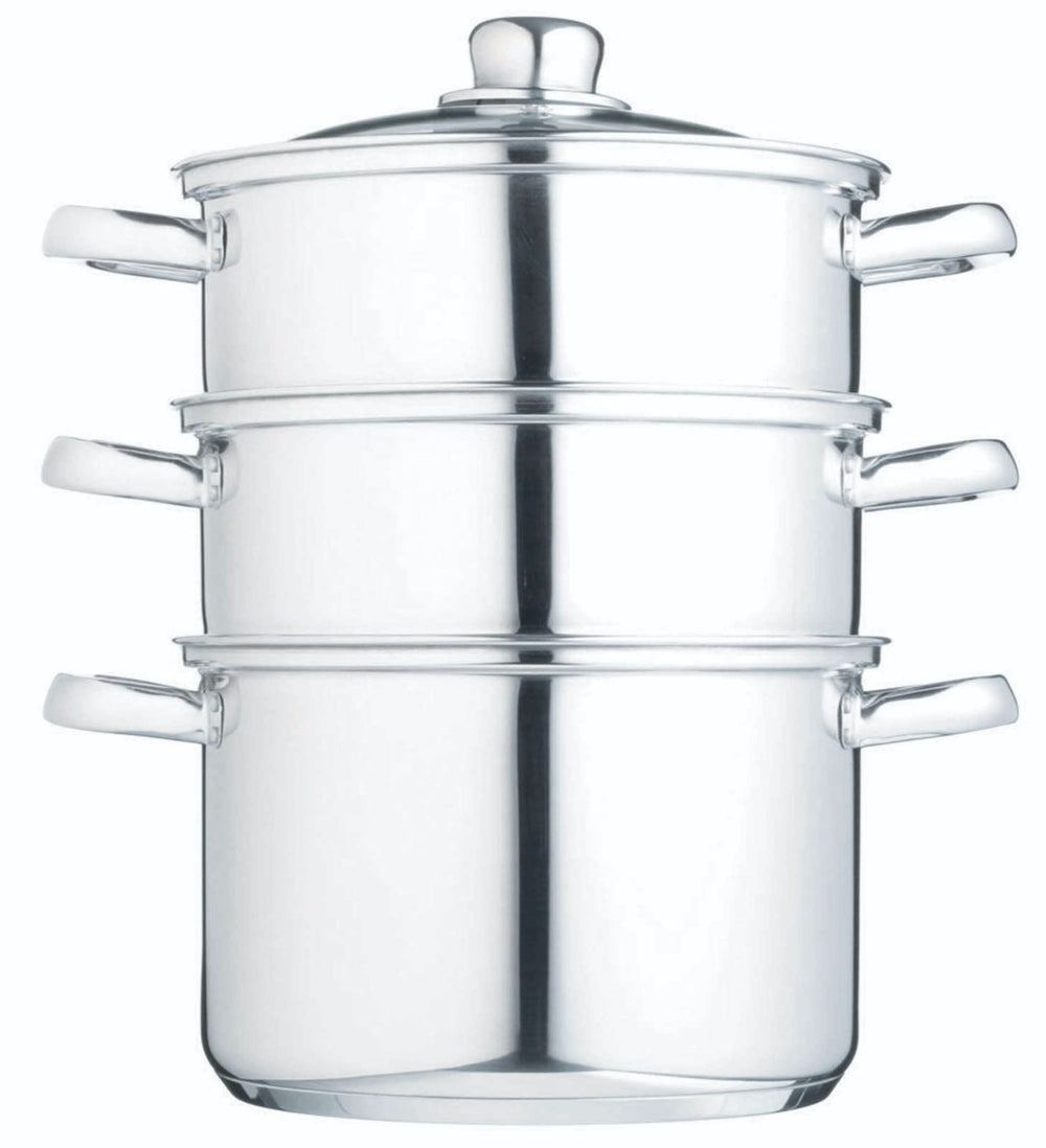 KitchenCraft Stainless Steel Three Tier Steamer, 22cm