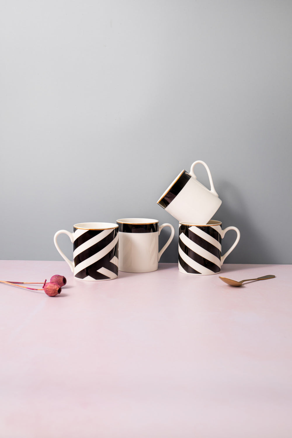 Mikasa Luxe Deco China Mugs, Set of 4, 380ml