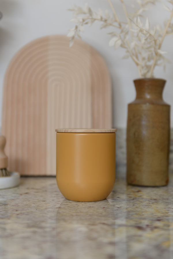 KitchenCraft Idilica Kitchen Canister with Beechwood Lid, 9 x 10cm, Yellow image 2