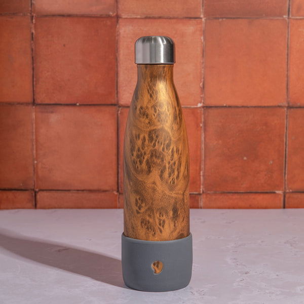 S'well 2pc Travel Bottle Set with Stainless Steel Water Bottle, 500ml, Teakwood and Grey Small Bumper image 2