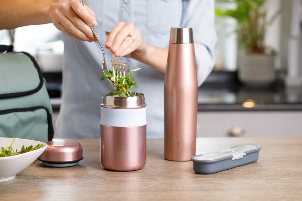 BUILT Tiempo Insulated Food Flask, 490ml, Rose Pink