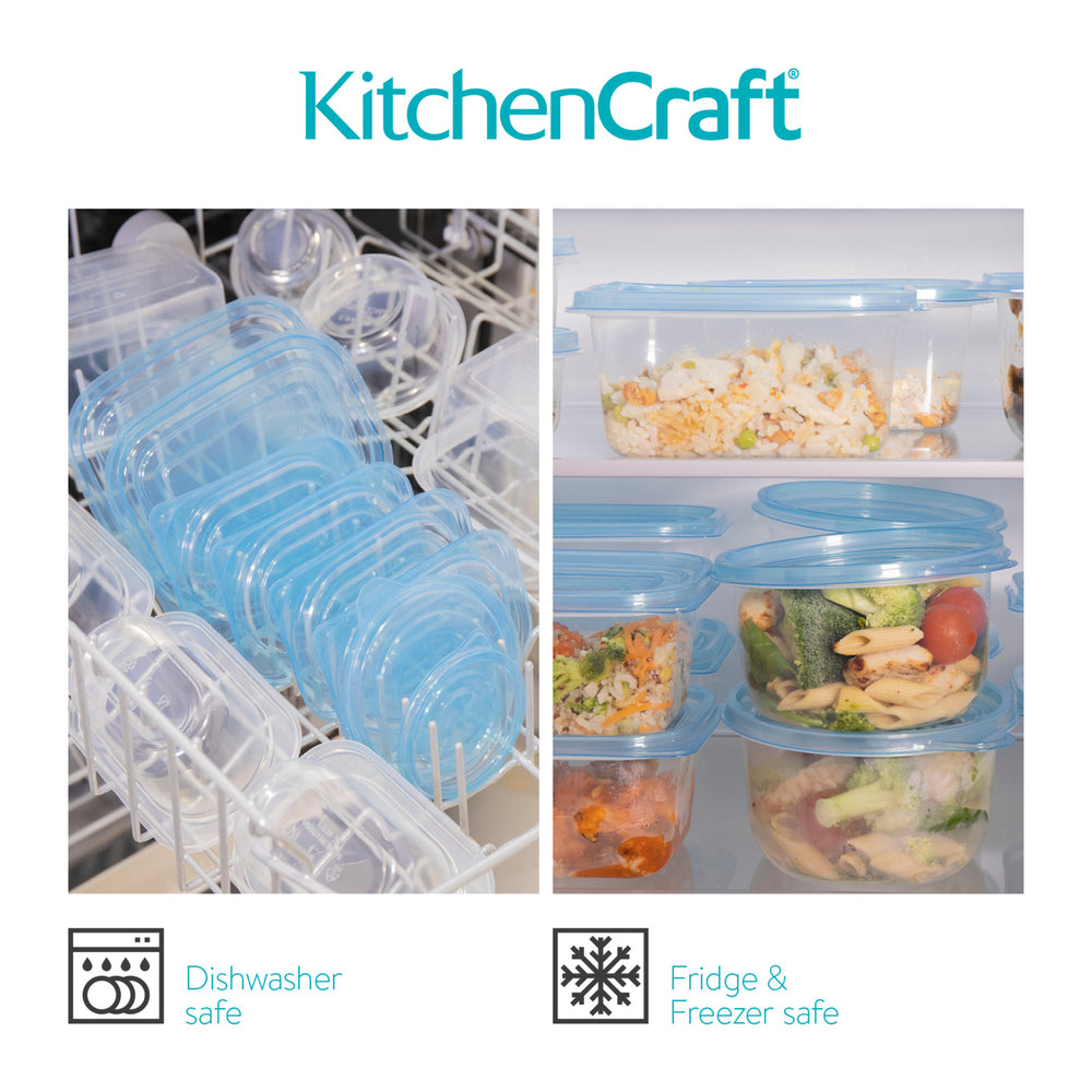 KitchenCraft BPA-Free Plastic Meal Prep Container Set, 50 Pieces