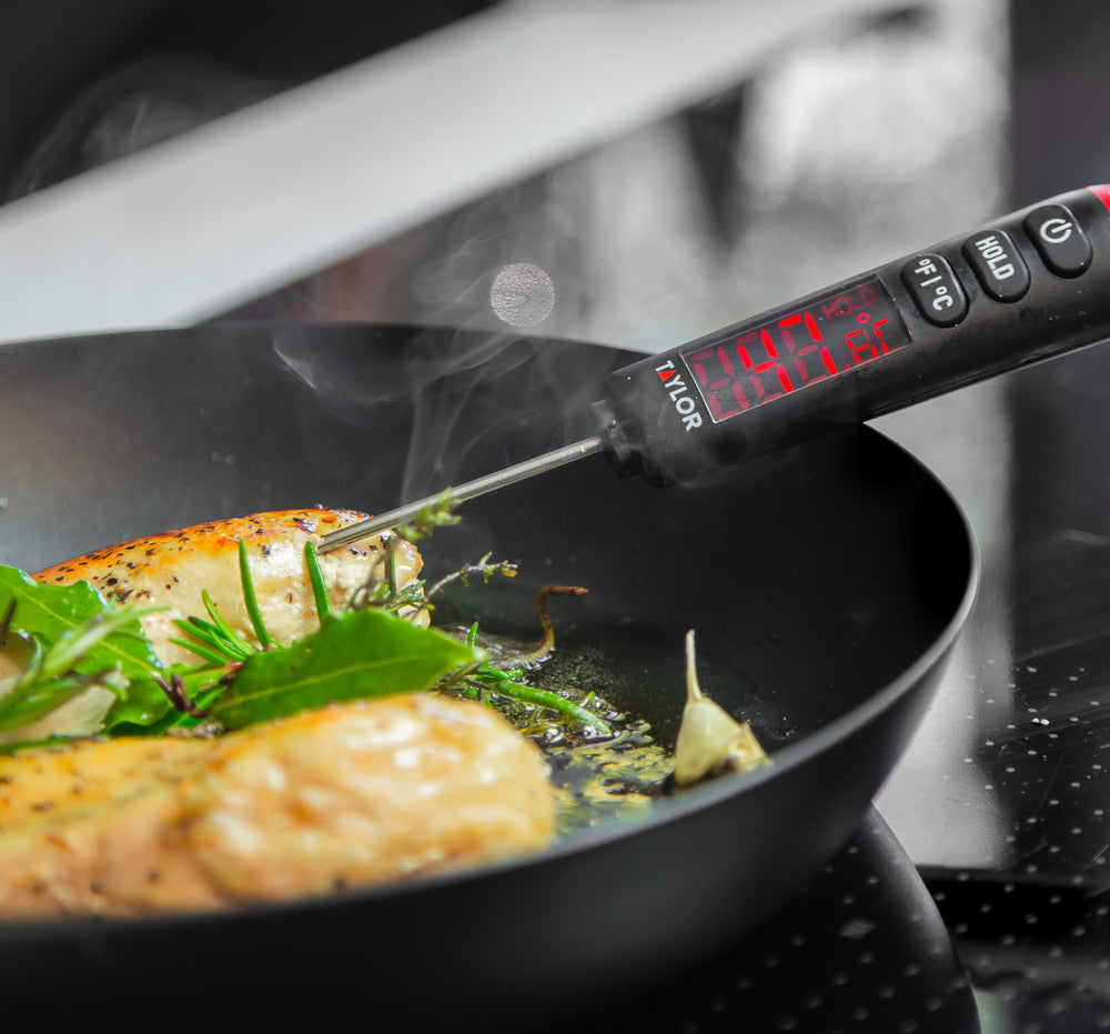 Taylor Pro Digital Food Thermometer Probe with Bright LED Display, Plastic / Stainless Steel - Black