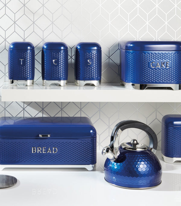 Lovello Retro Tea Canister with Geometric Textured Finish - Midnight Navy image 5