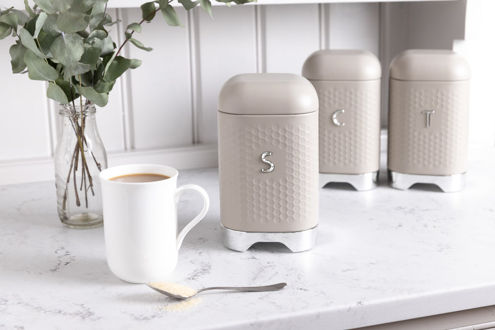 KitchenCraft Lovello Textured Latte Cream Sugar Canister