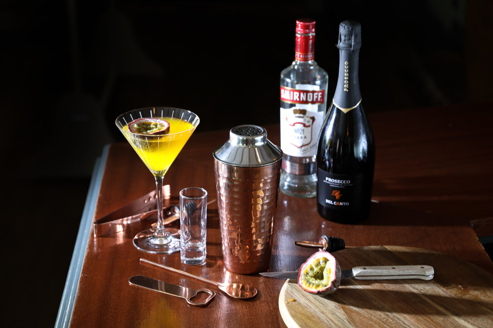 BarCraft 7-Piece Copper Cocktail Shaker Set in Gift Box, Stainless Steel