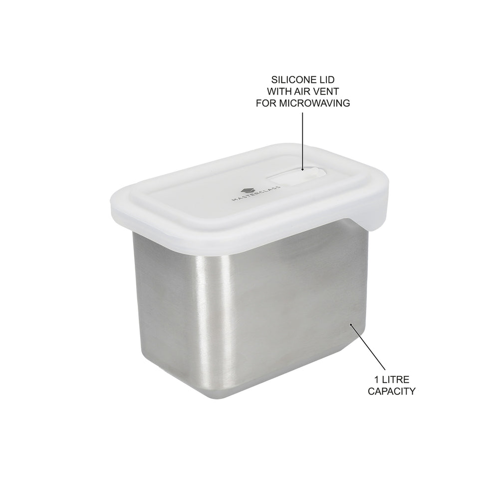 MasterClass All-in-One 1000ml Stainless Steel Container with Lid, Microwave Safe
