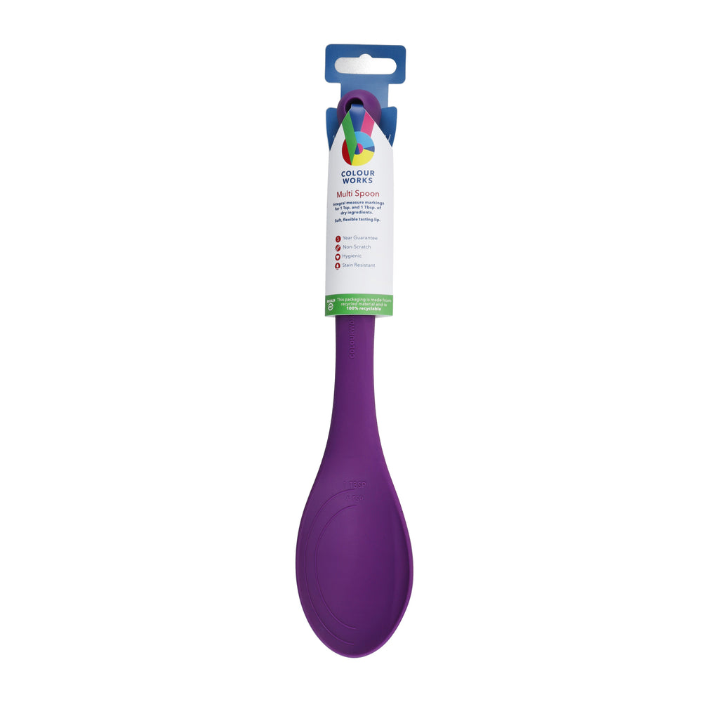 Colourworks Purple Silicone Cooking Spoon with Measurement Markings