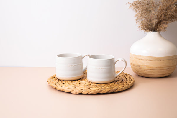 Mikasa Farmhouse Love Ceramic Mugs, Set of 2, 380ml, White image 2