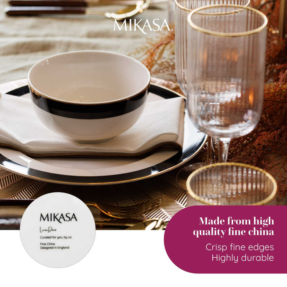 Mikasa Luxe Deco 4-Piece China Dinner Plate Set, 27.5cm