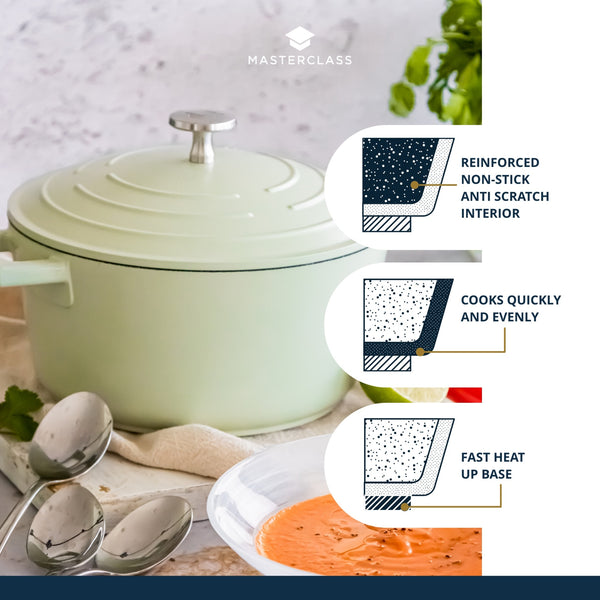 – Green Mint Casserole Cast Aluminium Dish, MasterClass 2.5L CookServeEnjoy