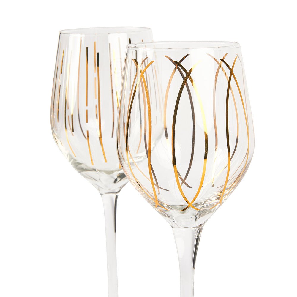 Mikasa Cheers Metallic Gold Set Of 4 14Oz Wine Glasses