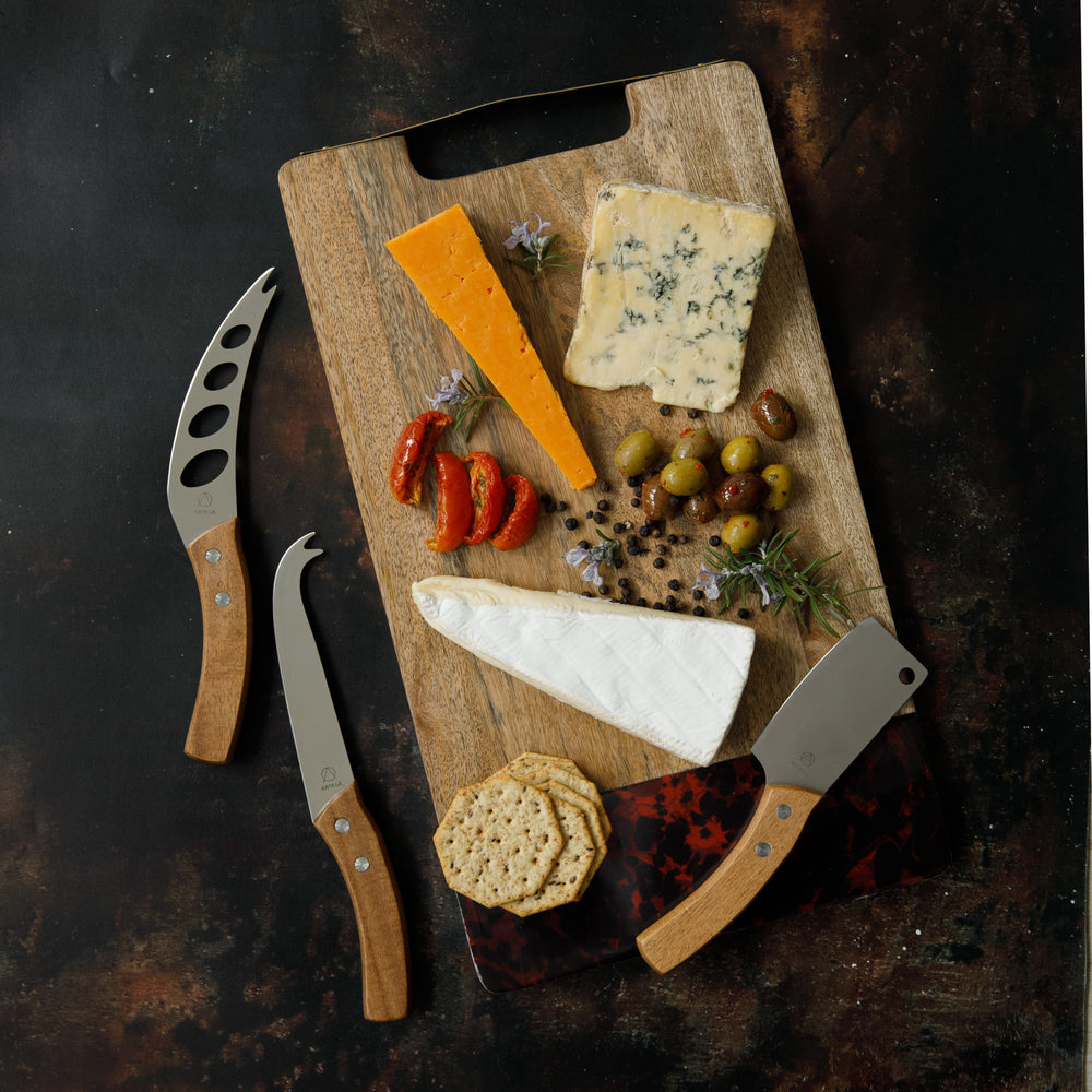 Artesà Mango Wood Rectangular Serving Platter with Tortoiseshell Resin Edge