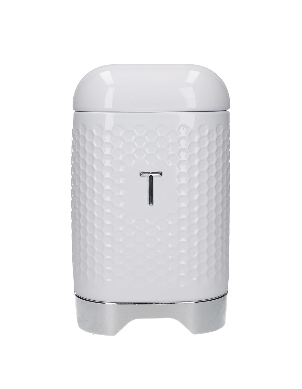 Lovello Retro Tea Canister with Geometric Textured Finish - Ice White