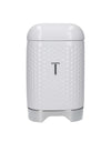 Lovello Retro Tea Canister with Geometric Textured Finish - Ice White image 3