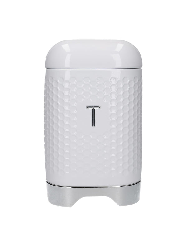 Lovello Retro Tea Canister with Geometric Textured Finish - Ice White image 3