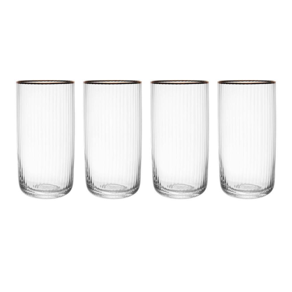 Mikasa Sorrento Ridged Crystal Highball Glasses, Set of 4, 510ml image 1